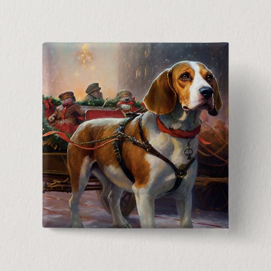 Beagle Weihnachts-Feiertage Button (Vorderseite)