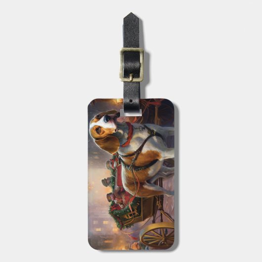 Beagle Weihnachts-Feiertage Gepäckanhänger (Vorderseite vertikal)