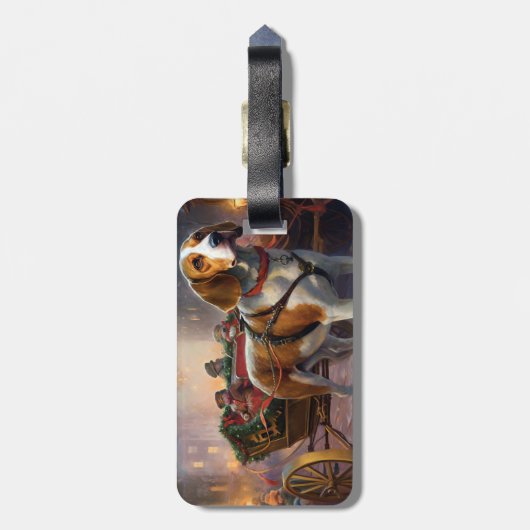 Beagle Weihnachts-Feiertage Gepäckanhänger (Rückseite vertikal)