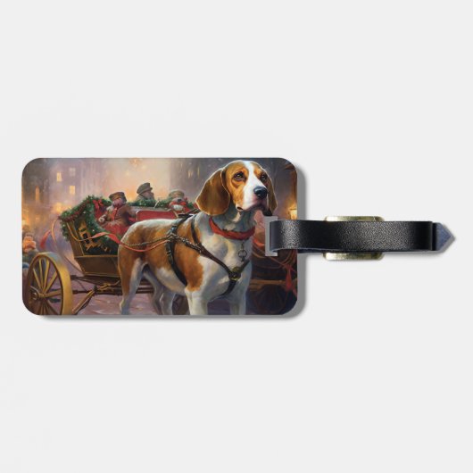 Beagle Weihnachts-Feiertage Gepäckanhänger (Rückseite horizontal)
