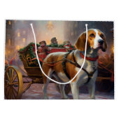 Beagle Weihnachts-Feiertage Große Geschenktüte (Rückseite)