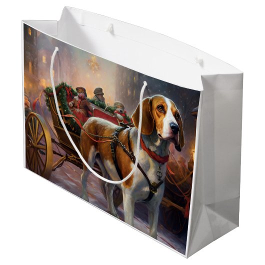 Beagle Weihnachts-Feiertage Große Geschenktüte (Rückseite Schrägansicht)