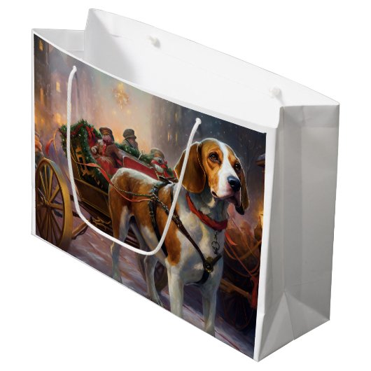 Beagle Weihnachts-Feiertage Große Geschenktüte (Vorderseite Schrägansicht)