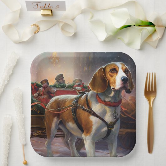 Beagle Weihnachts-Feiertage Pappteller (Hochzeit)