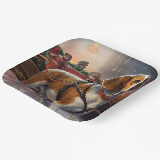 Beagle Weihnachts-Feiertage Pappteller (Gewinkelt)