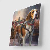 Beagle Weihnachts-Feiertage Quadratische Wanduhr (Winkel)