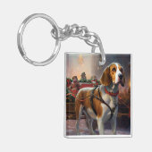 Beagle Weihnachts-Feiertage Schlüsselanhänger (Vorderseite links)