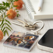 Beagle Weihnachts-Feiertage Schlüsselanhänger (Vorderseite rechts)