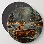 Beagle Weihnachts-Festreise Button (Vorne & Hinten)