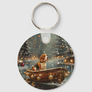 Beagle Weihnachts-Festreise Schlüsselanhänger