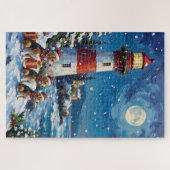 Beagle Weihnachts Leuchtturm Urlaub Puzzle (Horizontal)