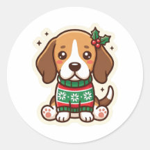 Beagle-Weihnachts-Pullover-Aufkleber