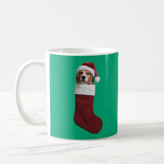 Beagle Weihnachts-Strumpf Kaffeetasse (Links)