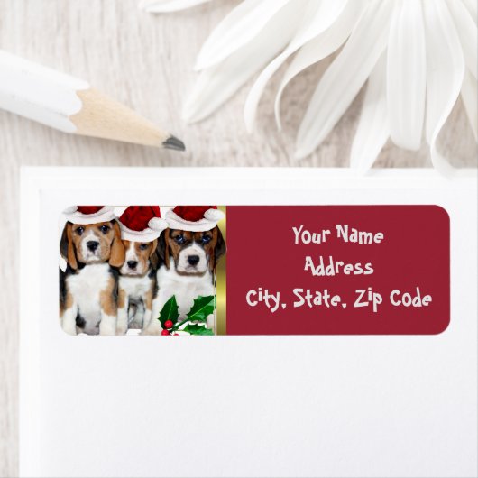 Beagle Weihnachtsanschrift Labels (Insitu)