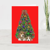 Beagle Weihnachtsbaum Feiertagskarte (Vorderseite)