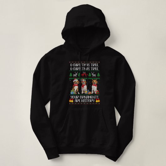 Beagle Weihnachtsbaum Funny Pajama Beagle Liebhabe Hoodie (Design vorne)