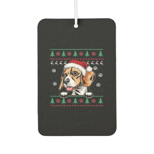 Beagle Weihnachtsbaum Hund Xmas Oversifizierter T Autolufterfrischer (Vorderseite)