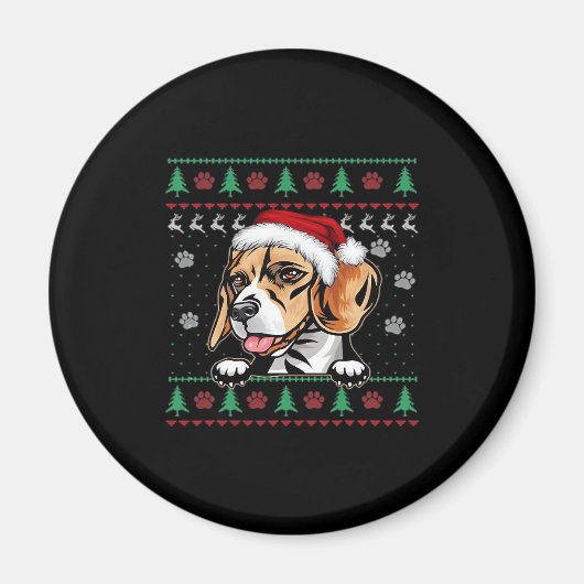 Beagle Weihnachtsbaum Hund Xmas Oversifizierter T  Magnet (Vorne)