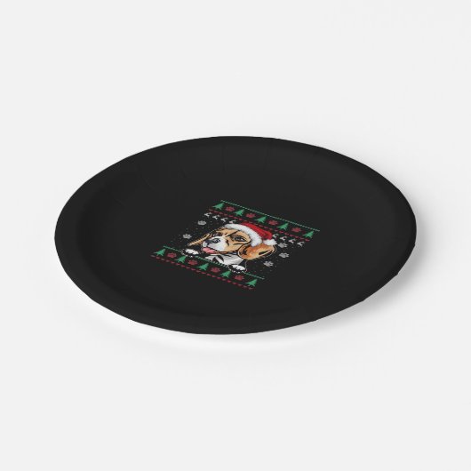 Beagle Weihnachtsbaum Hund Xmas Oversifizierter T  Pappteller (Schrägansicht)