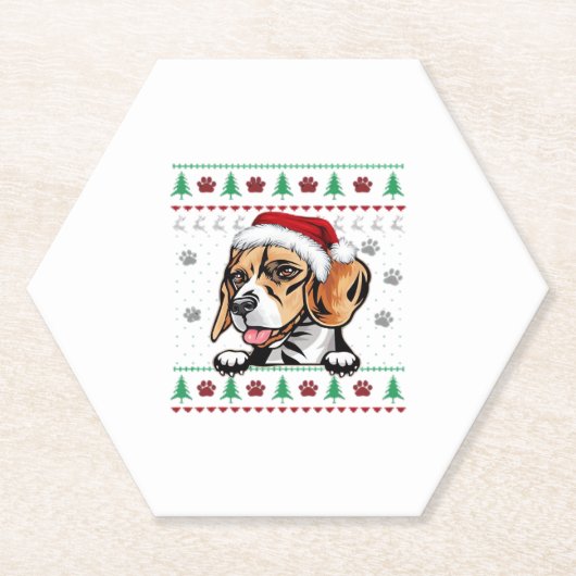 Beagle Weihnachtsbaum Hund Xmas Oversifizierter T  Untersetzer (Vorderseite)