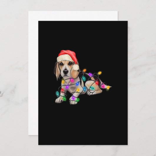 Beagle Weihnachtsbaum Lichter Weihnachten Weihnach Einladung (Vorne/Hinten)