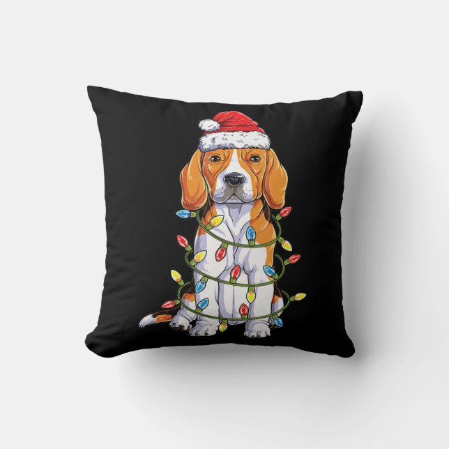 Beagle Weihnachtsbaum Lichter Weihnachten Weihnach Kissen (Vorderseite)