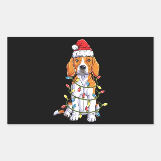 Beagle Weihnachtsbaum Lichter Weihnachten Weihnach Rechteckiger Aufkleber (Vorderseite)