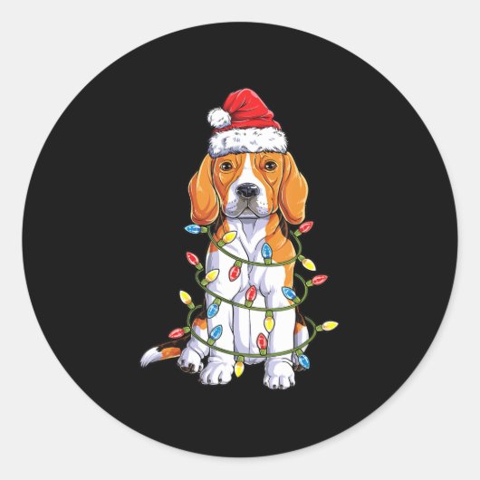 Beagle Weihnachtsbaum Lichter Weihnachten Weihnach Runder Aufkleber (Vorderseite)
