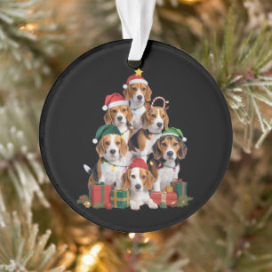 Beagle-Weihnachtsbaum mit Santa-Hut Hundemama Hund Ornament