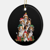 Beagle Weihnachtsbaum mit Weihnachtsmannmütze Hund Keramik Ornament (Links)
