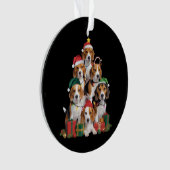 Beagle Weihnachtsbaum mit Weihnachtsmannmütze Hund Ornament (Vorderseite)