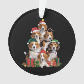 Beagle Weihnachtsbaum mit Weihnachtsmannmütze Hund Ornament (Vorderseite)