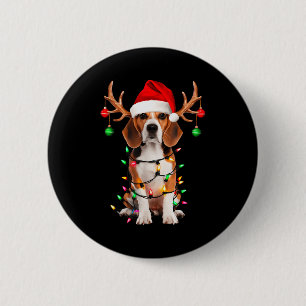 Beagle-Weihnachtsbaum-Shirt Beagle-Santa-Hut Liebh Button