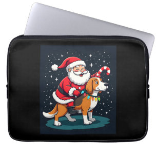 Beagle Weihnachtsbeleuchtung Weihnachtsmann Reitet Laptopschutzhülle