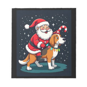 Beagle Weihnachtsbeleuchtung Weihnachtsmann Reitet Notizblock
