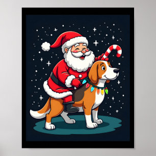 Beagle Weihnachtsbeleuchtung Weihnachtsmann Reitet Poster