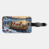Beagle Weihnachtsboot-Feiertag Gepäckanhänger (Rückseite horizontal)
