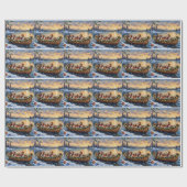 Beagle-Weihnachtsboot-Feiertag Geschenkpapier (Flach)