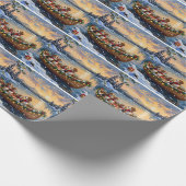 Beagle-Weihnachtsboot-Feiertag Geschenkpapier (Ecke)