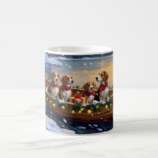 Beagle Weihnachtsboot-Feiertag Kaffeetasse (Mittel)