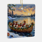 Beagle Weihnachtsboot-Feiertag Keramikornament (Rechts)