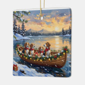 Beagle Weihnachtsboot-Feiertag Keramikornament (Links)