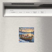 Beagle Weihnachtsboot-Feiertag Magnet (In Situ (Geschirrspüler))