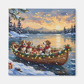 Beagle Weihnachtsboot-Feiertag Magnet (Vorne)