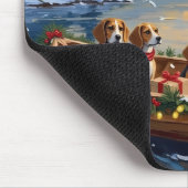 Beagle Weihnachtsboot-Feiertag Mousepad (Ecke)