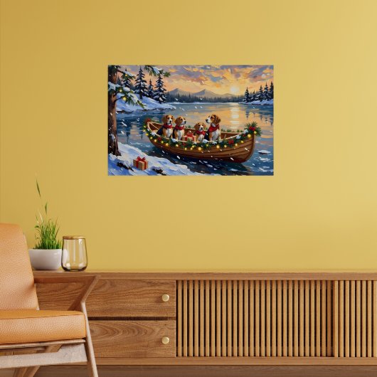 Beagle Weihnachtsboot-Feiertag Poster (Wohnzimmer 2)