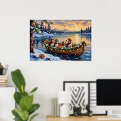 Beagle Weihnachtsboot-Feiertag Poster (Heimbüro)