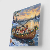Beagle Weihnachtsboot-Feiertag Quadratische Wanduhr (Winkel)