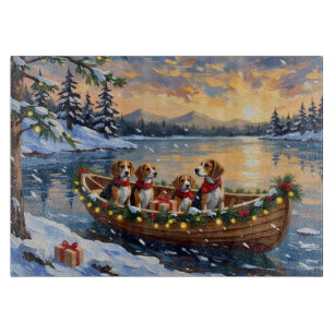 Beagle Weihnachtsboot-Feiertag Schneidebrett