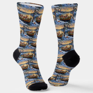 Beagle-Weihnachtsboot-Feiertag Socken